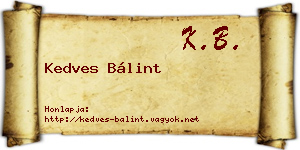 Kedves Bálint névjegykártya